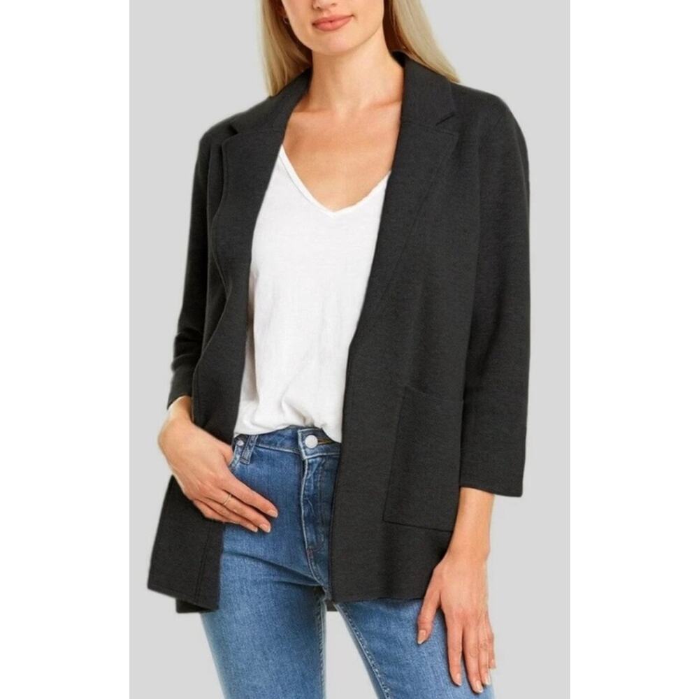J. Crew Open Front Merino Wool Sweater Blazer Cardigan In Black Size XS